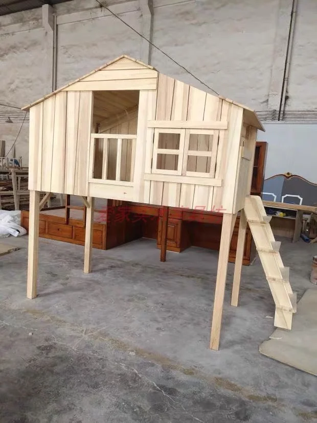 Kids girls or boys cheap price princess beautiful wooden bedroom furniture house bunk bed