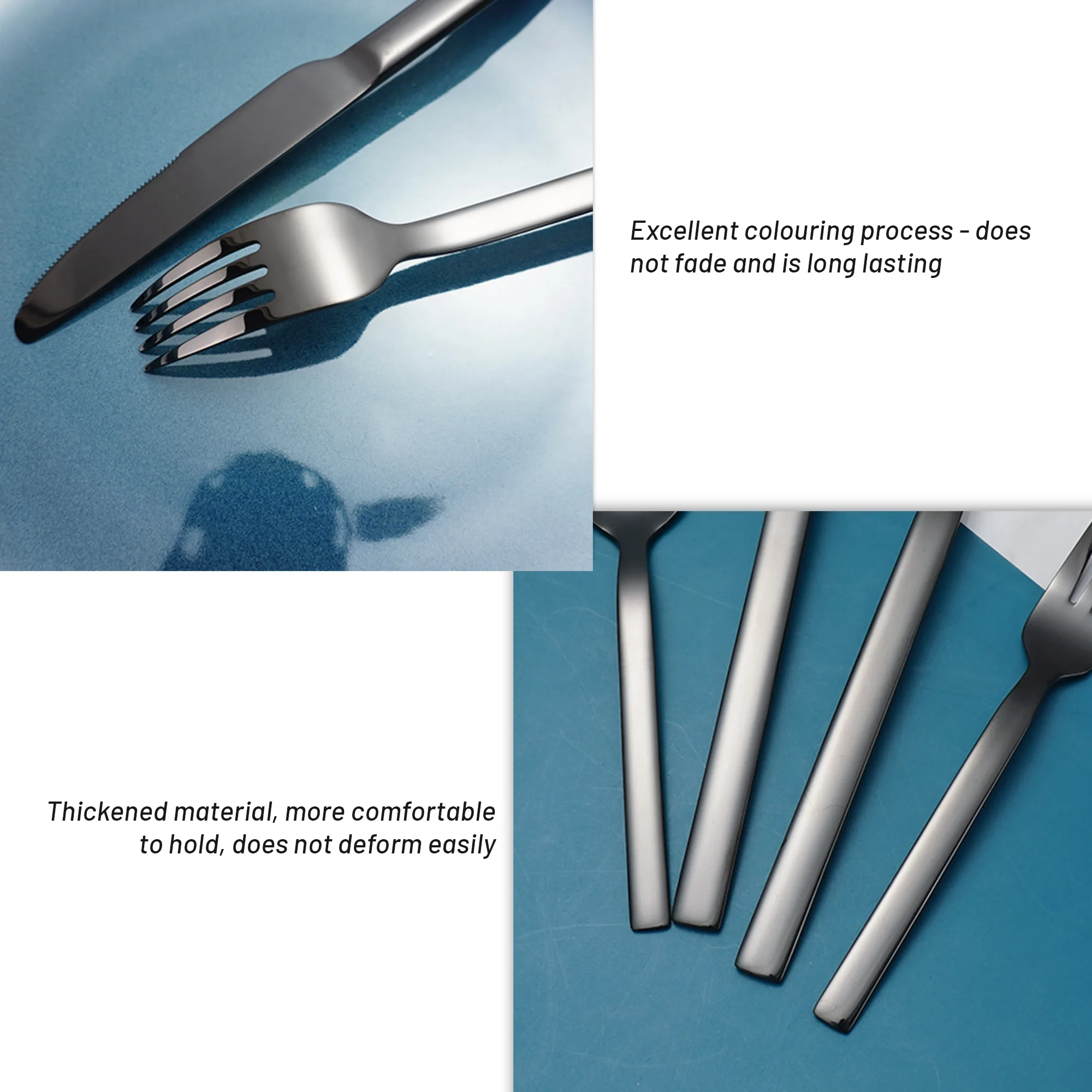 Manufacturer Silverware 6pcs Black Flatware Spoon Knife And Fork Stainless Steel Cutlery Set For Wedding