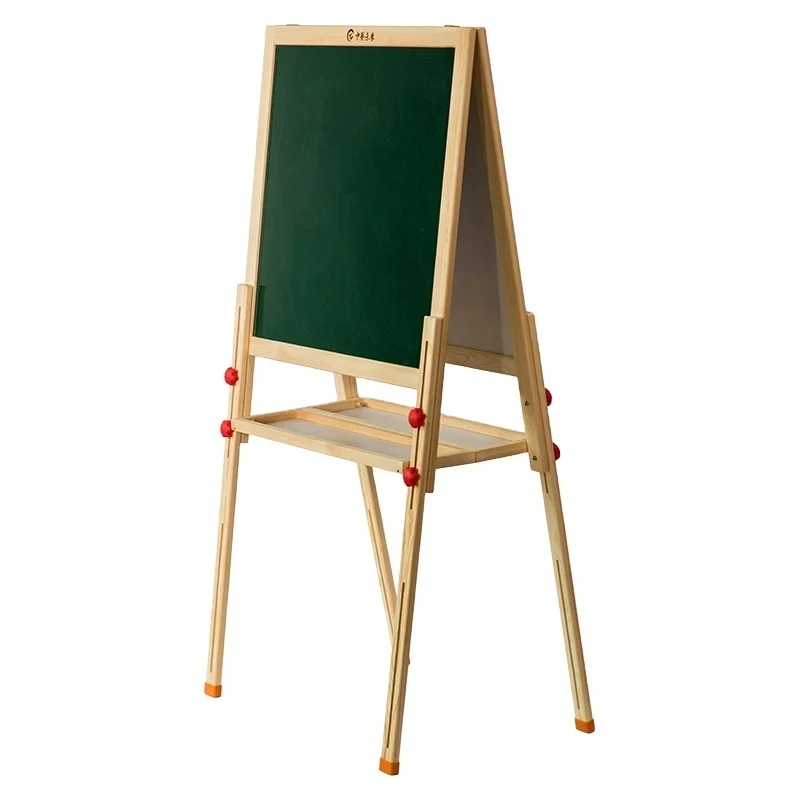 Multi-functional Kids Drawing Writing Board Portable Children Wooden Standing Easel