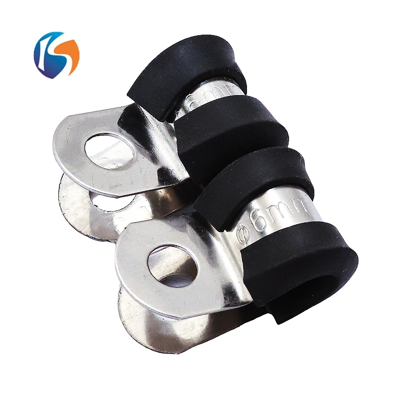 Factoey price P type rubber lined hose clips rubber clamp