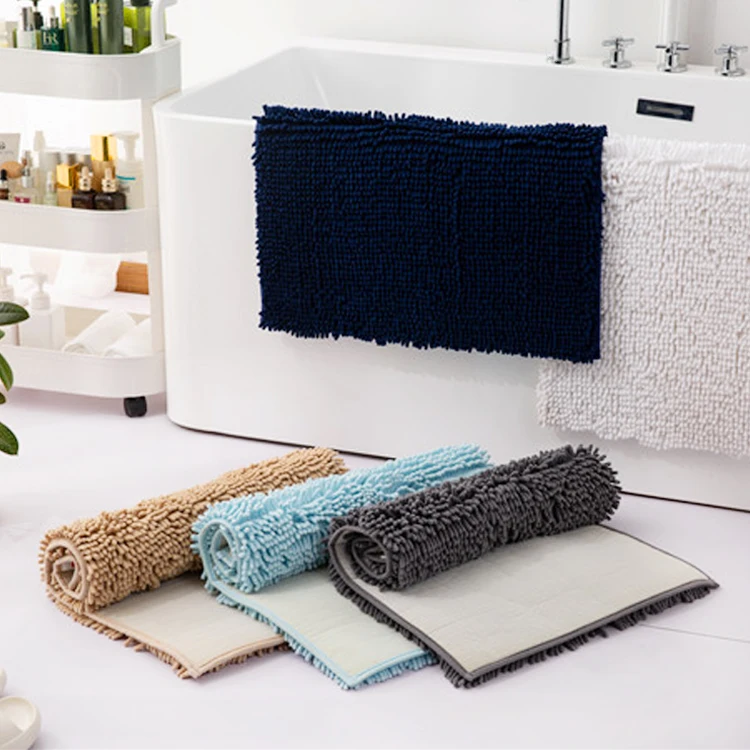 Custom Modern no slip Wholesale customized chenille non slip bath mat rug bathroom rug carpet