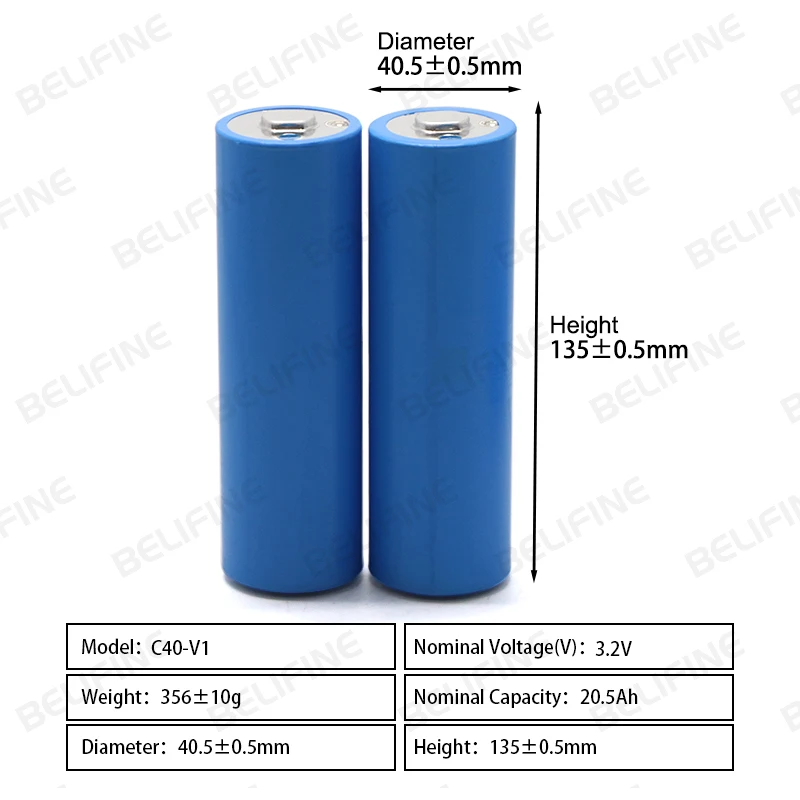 40135 C40 Lifepo4 20000mAh Cylindrical Cell LFP Lithium Ion Battery 3.2V 20Ah Cylinder 40135 Lifepo4 Battery