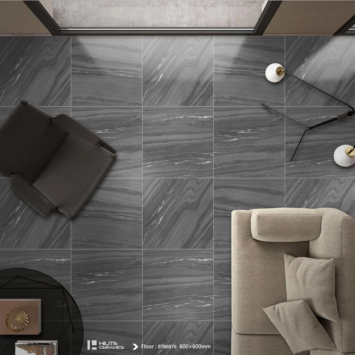 600X600 rustic tile non slip sand stone style porcelain floor tile for living room floor