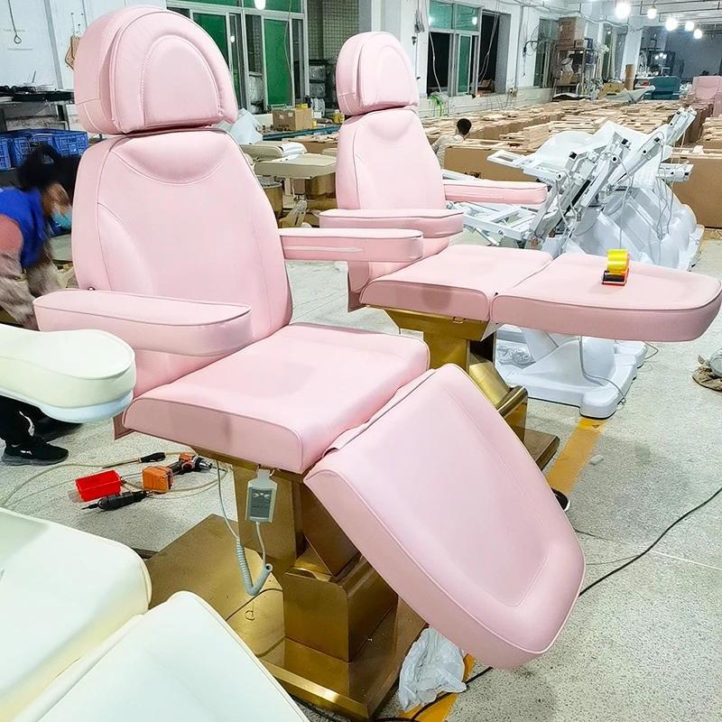 Modern pink massage cosmetic facial bed salon furniture electric luxury gold stainless steel aesthetic clinic bed for sale