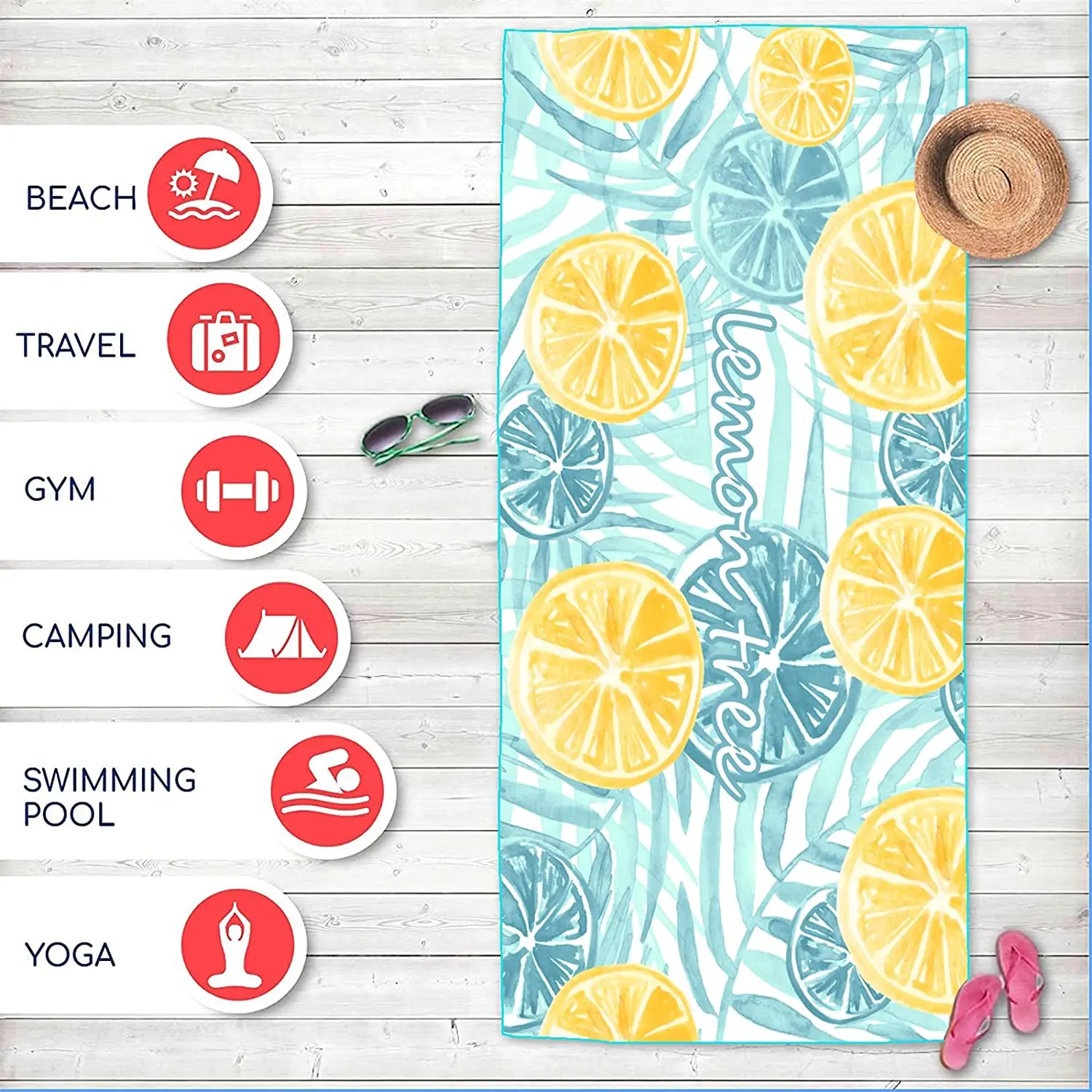 Extra large Oversized Sand Free and Quick Dry Travel Accessories Gifts Cute custom print Beach Towel