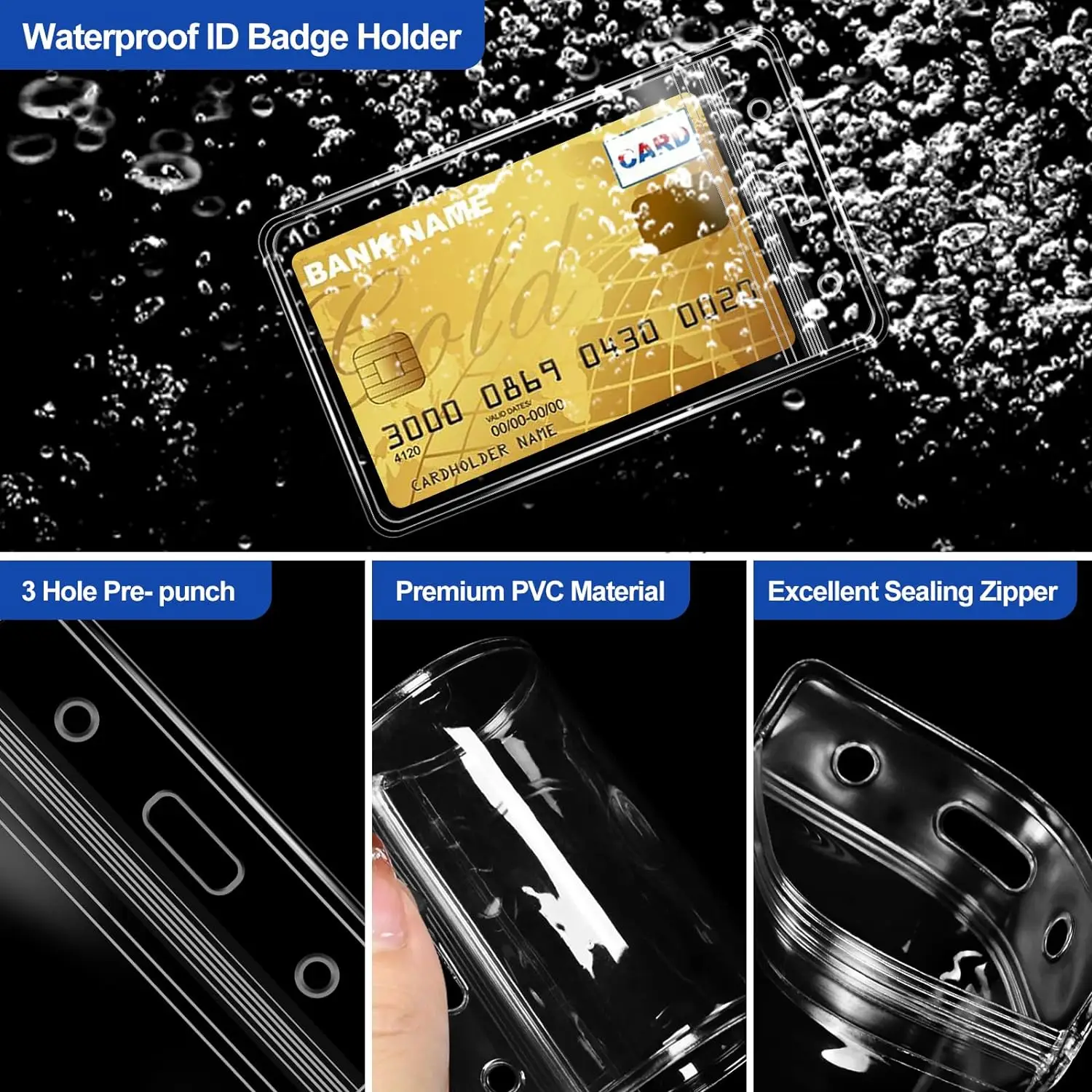 Custom logo Business Student Exhibition Name Badge Transparent transparent vertical PVC ID card clip