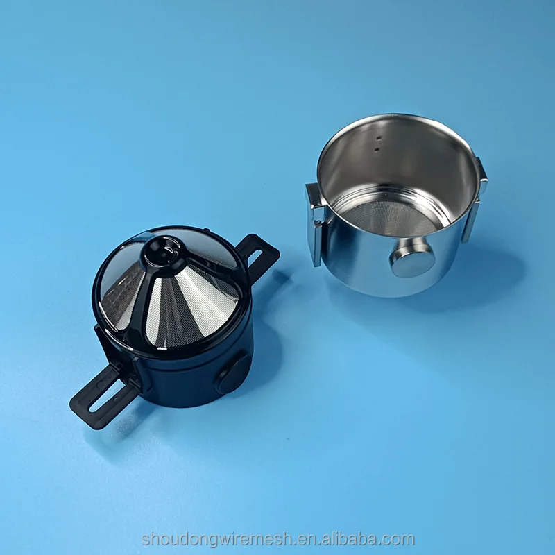 304 из нержавеющей стали двухслойный фильтр для кофейной воронки многоразовый безбумажный складной кофе с двумя ушками