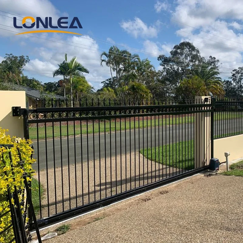 cheap wrought iron fence panels steel pipe garden fencing spear top with rings