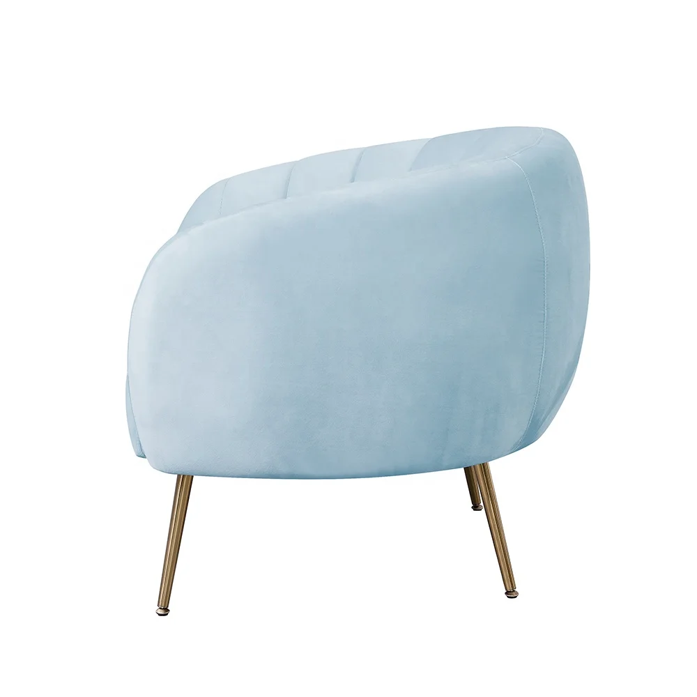 Living room sky blue velvet single sofa modern living bed leisure