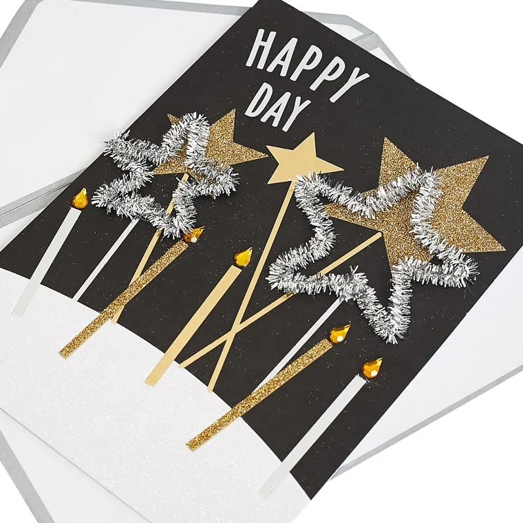 Cheaper Price Stationery Handmade Birthday Card Designs, Made in China Star Birthday Greeting Cards
