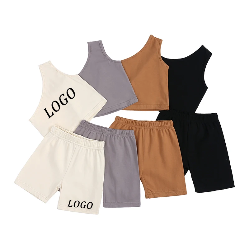 2023 new arrivals kids designers clothes solid color one shoulder child fashion clothing crop tops for teen girls