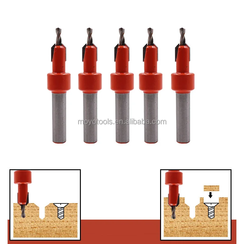 Countersink Drill Bit Set HSS Countersink Screw Countersunk Step Hole Screw 8MM Shank Diameter 8-10mm Woodworking Router Bit