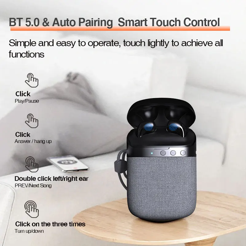 Portable 2 In 1 wireless Earphone bt speaker gaming headset Outdoor Sport wireless earbuds and Wireless Stereo Speaker