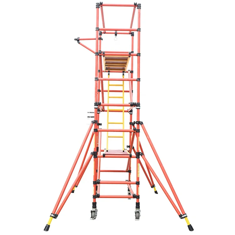 High Voltage Safety Insulation Mobile Foldable Corrosion Resistant Fiberglass Scaffold