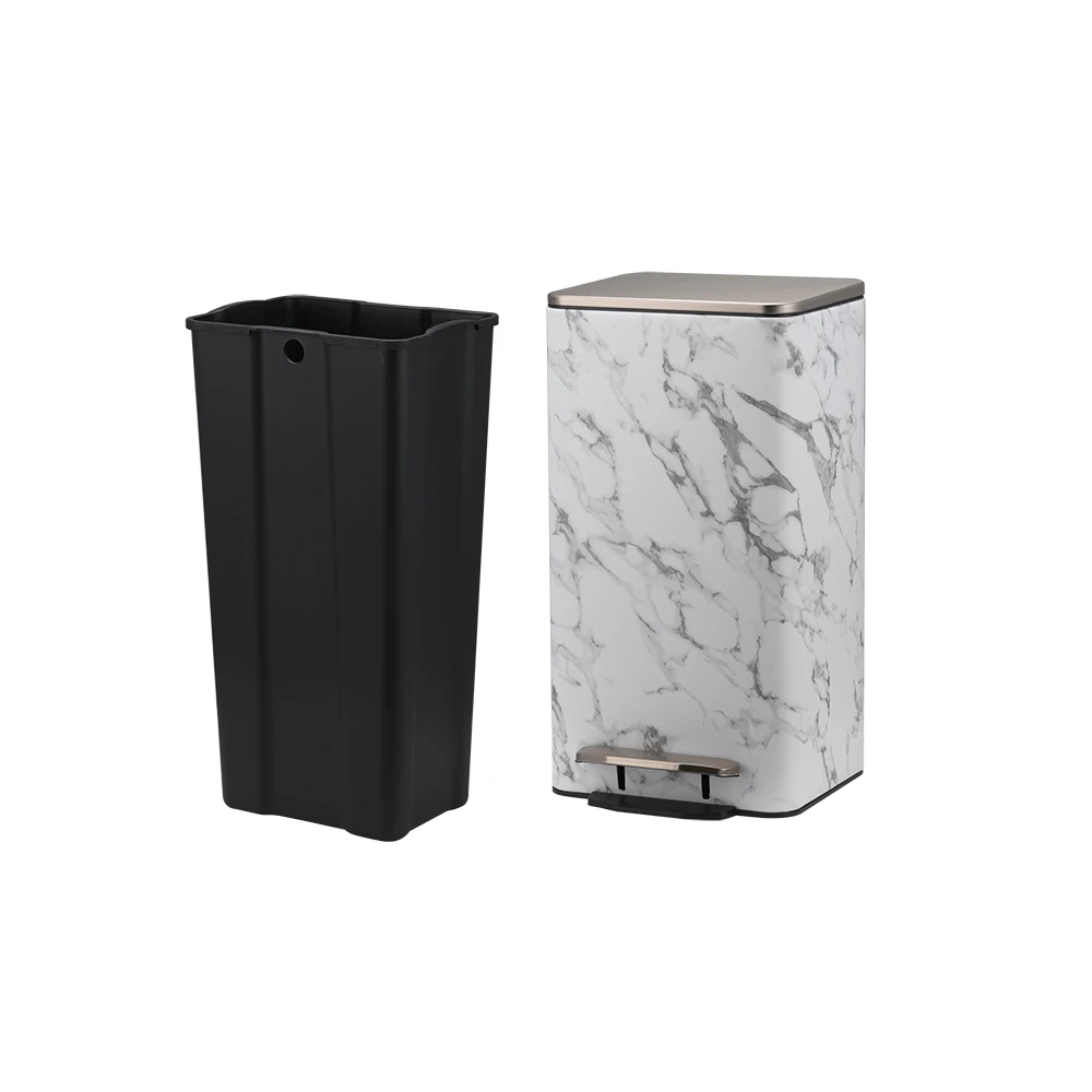 9L 12L 15L 20L 30L rectangle marble grain step bin dust bin for kitchen waste