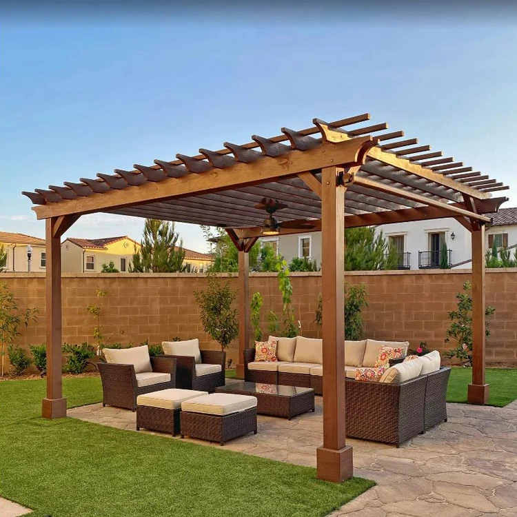 Прочная Антикоррозийная УФ-стойкая уличная Ландшафтная павильон Современная Садовая деревянная беседка из ДПК