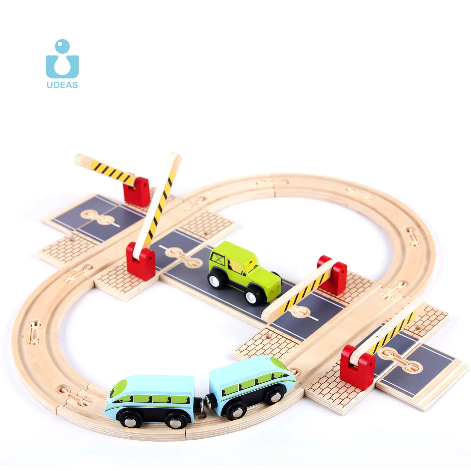 
Educational Children DIY Wooden Train Railway Station Toy Race Track Toy Montessori Toddler Wooden Toy Railway for Kids 