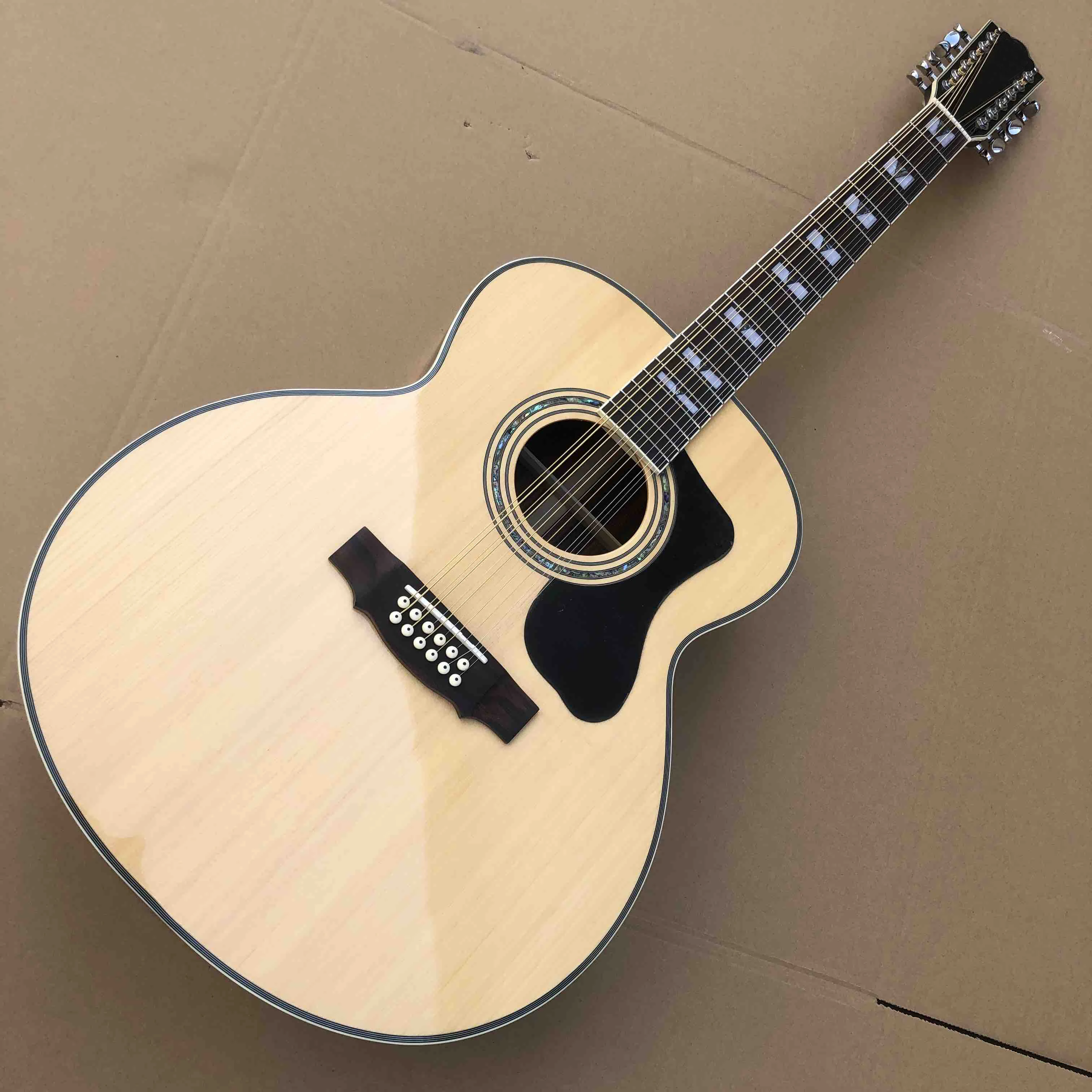 Jumbo 12 Strings Solid Cedar Wood Top Acoustic Electric Solid Guitar Left Handed Acoustic Guitar Free Shipping