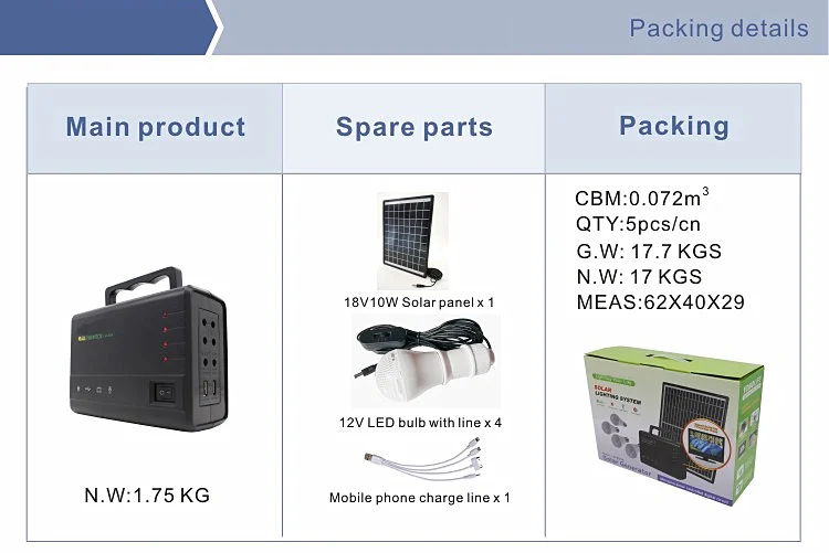Portable Solar Generator 12W Small Solar System All-in-One Solar Package Solar Power System Emergency Solar Power System Camping