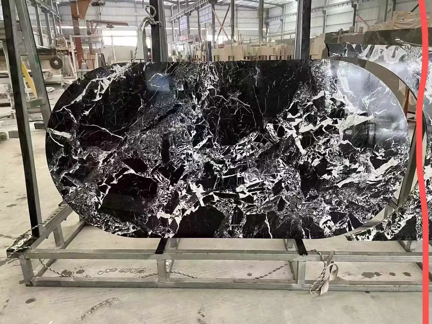 Luxury Marble Table Black Quartzite Slab Rectangle Dining Table