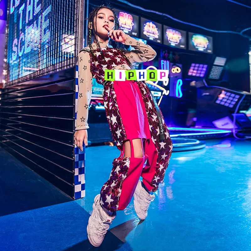 Wholesale Hot Sale Street Jazz Dancing Performance Clothing Suit Loose Fashion Hip-Hop Girl Outfit clothes