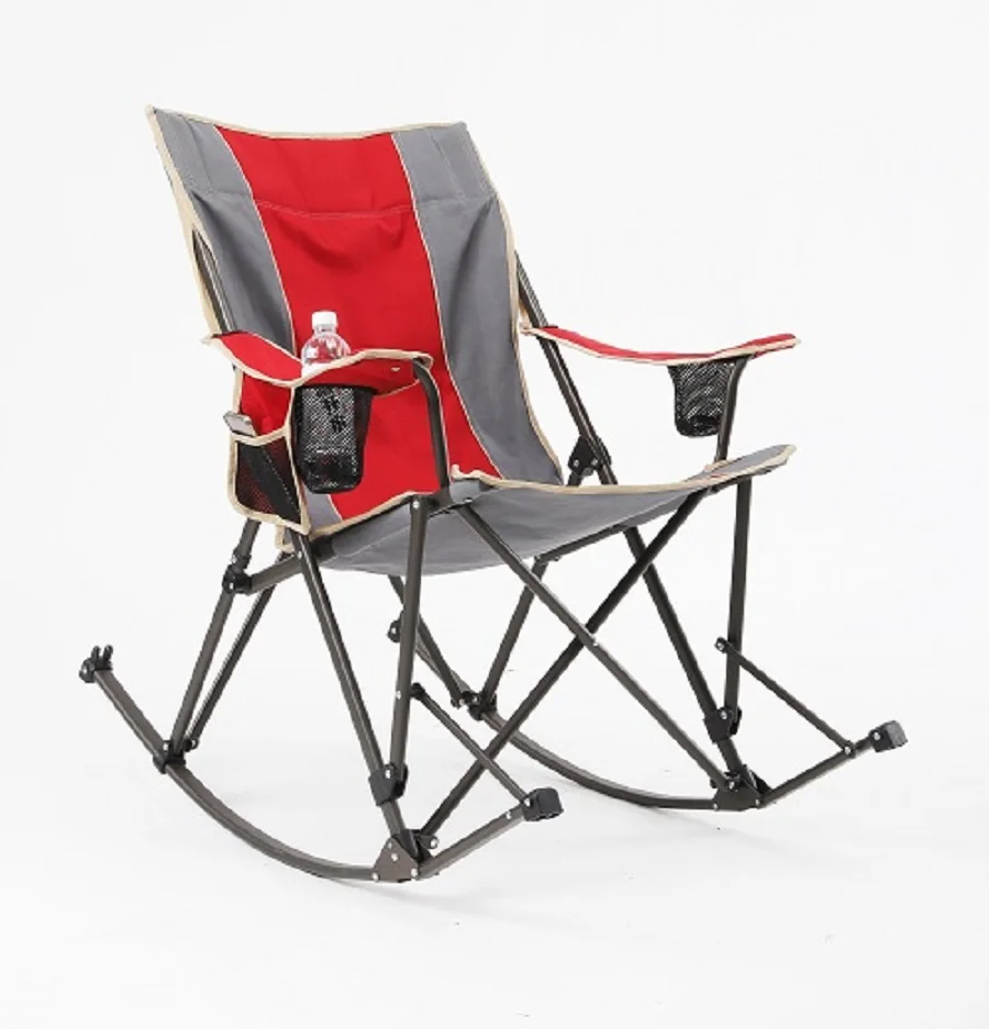 Oversized Deluxe Comfortable Portable Outdoor Wear-resistant and Breathable Rocking Camping Folding Chair With Cup Holder