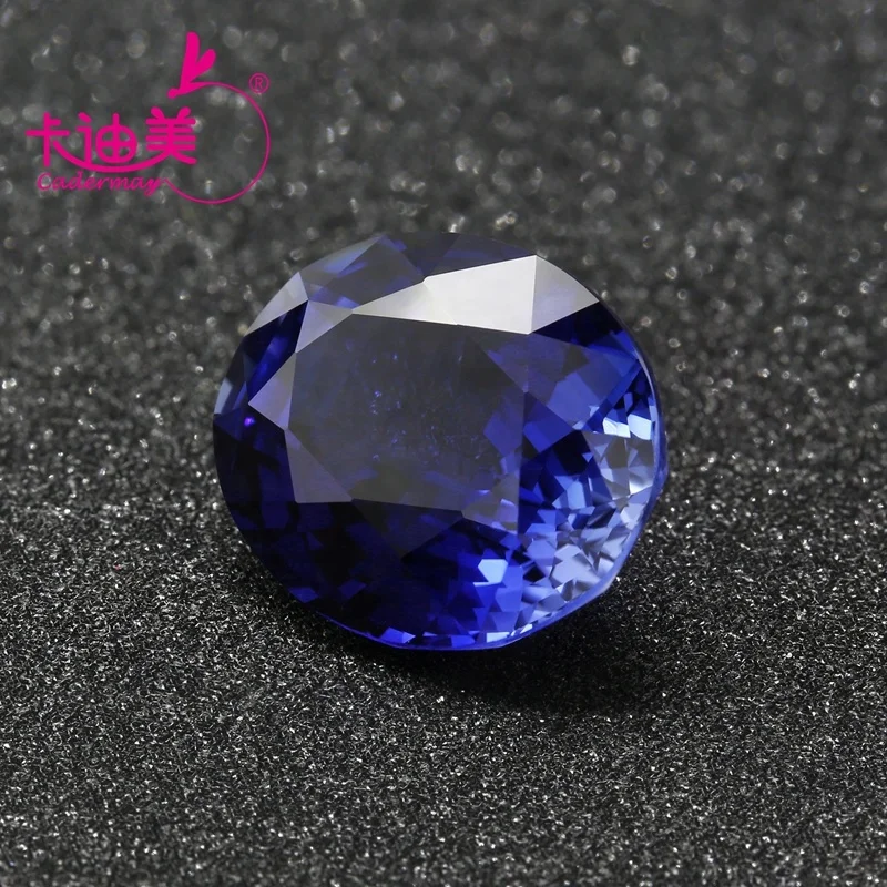 Cadermay Hotsale lab grown sapphire 7x 9mm 8x10mm 10x 12mm oval sapphire gem excellent cutting synthetic blue corundum