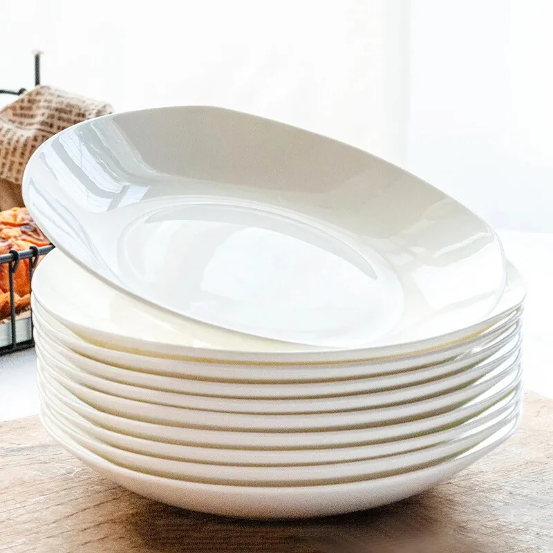 Restaurants and hotels white porcelain Irregular dinner plate western steak square porcelain dishes plates cheap porcelain