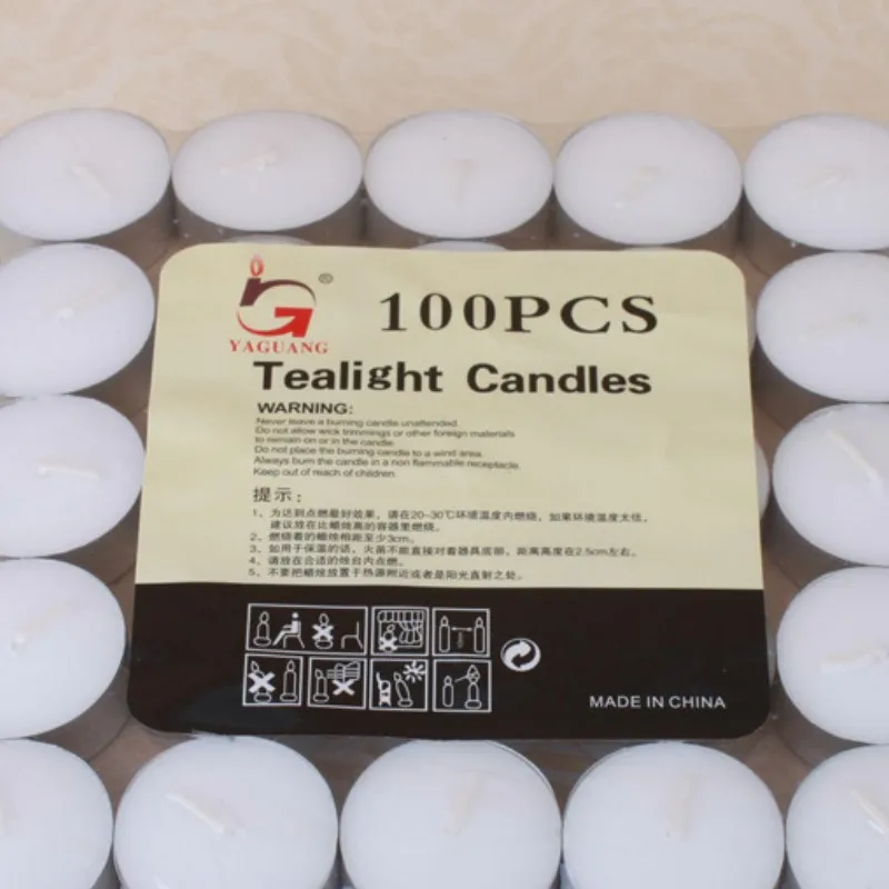 Factory Wholesale Warm Tea White Paraffin Wax 12G 3.5 Hours Smokeless Tealight Candles