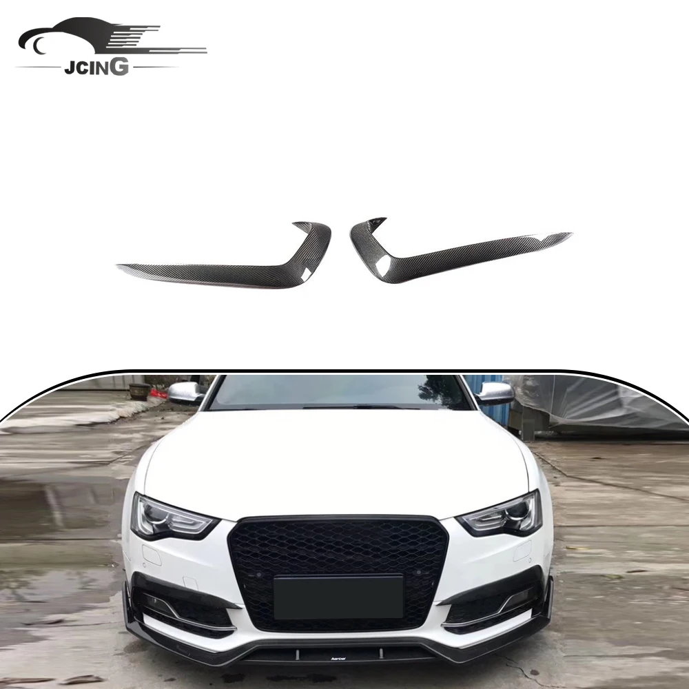 S5 Carbon Fiber Car Fog Light Lamp Canards Splitter Fins For Audi A5 Sline S5 2012-2016