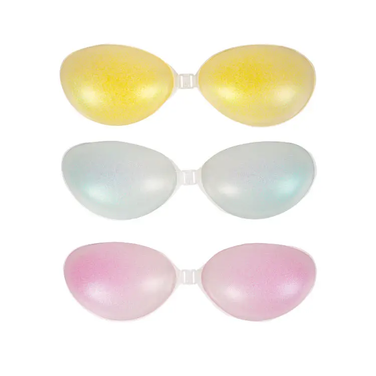 Mei Xiao Ti Sexy Women Bra Push up Deep V Strapless Invisible Glitter Power Adhesive Liquid Silicone Bra for Backless Dress