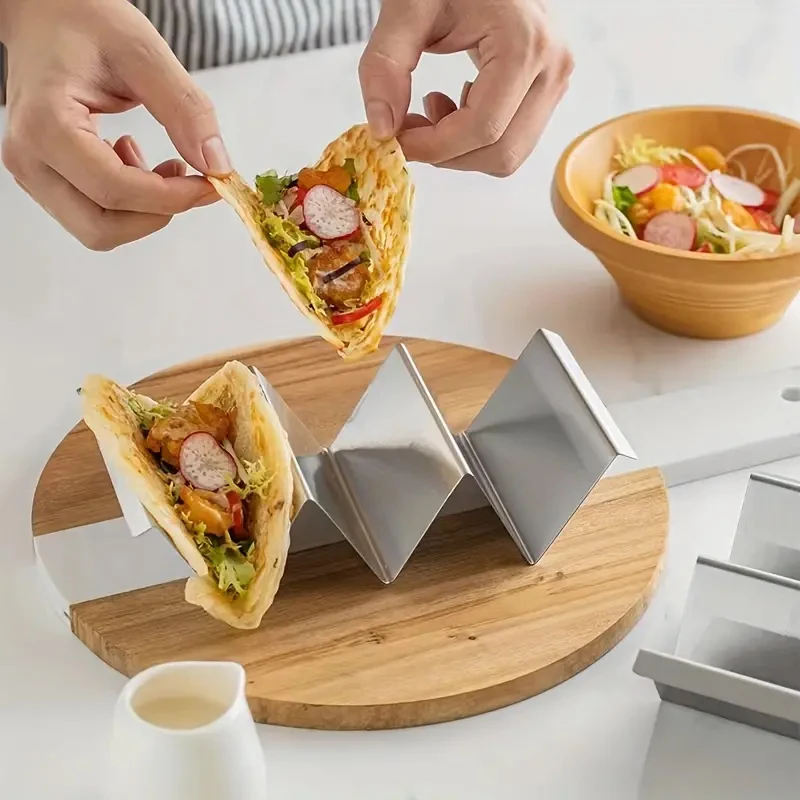 Taco Holders 4 Packs Stainless Steel Taco Stand Rack Tray Style Oven Safe for Baking Dishwasher and Grill Safe