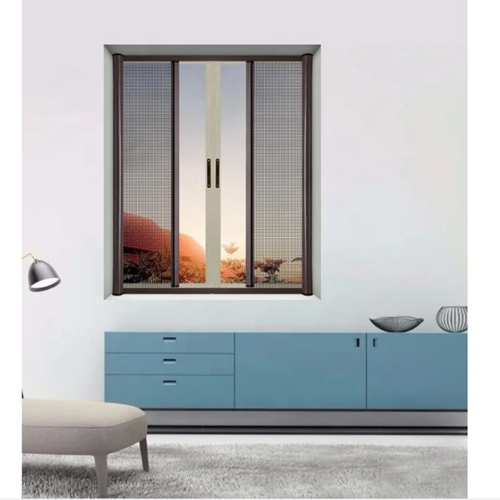 Custom size retractable sliding fly windows screens thin profile easy to install pleated retractable fly screen