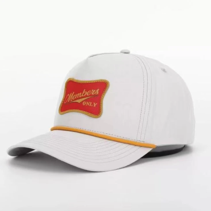 Custom High Quality 5 Panel Structured Embroidery Logo Curved Brim Quick Dry Blue Nylon Snap Back Rope Baseball Cap Hat