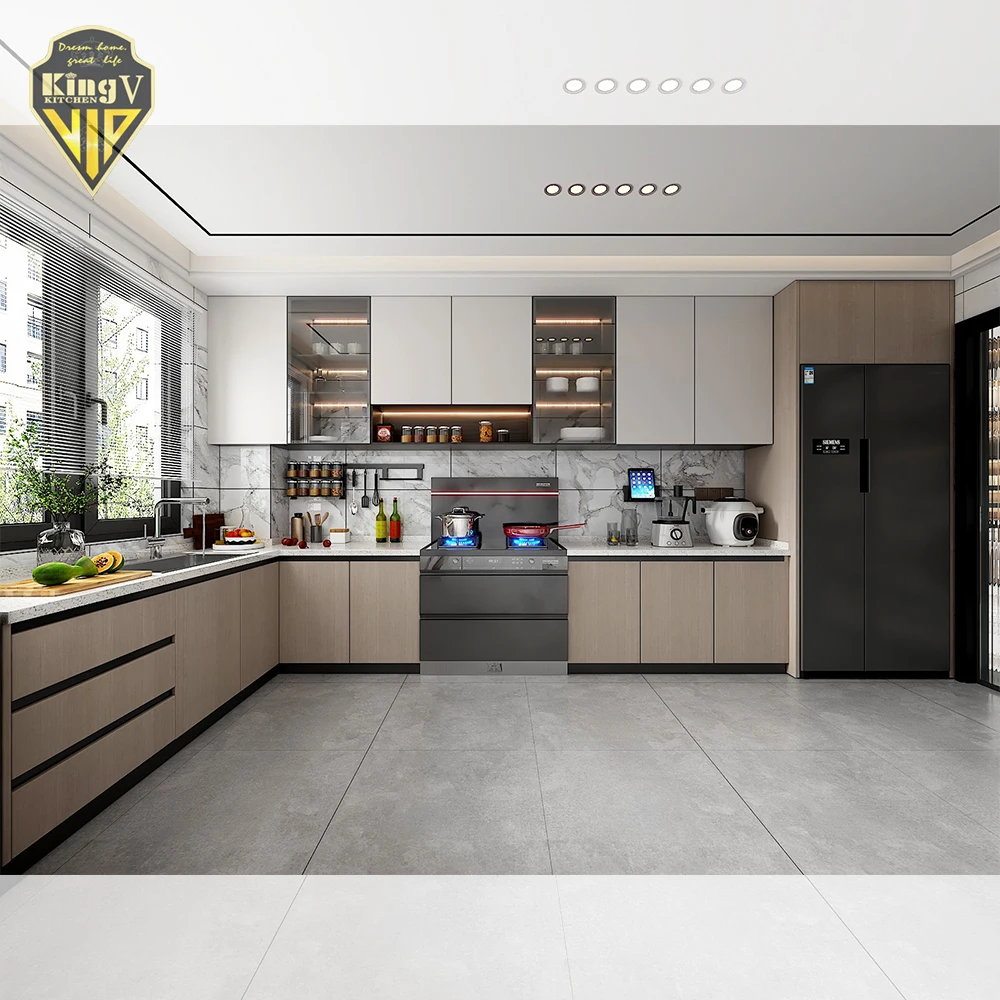 Shaped Modular Design Luxury white Matt Lacquer Modern Kitchen Cabinet kitchen cabinet customized