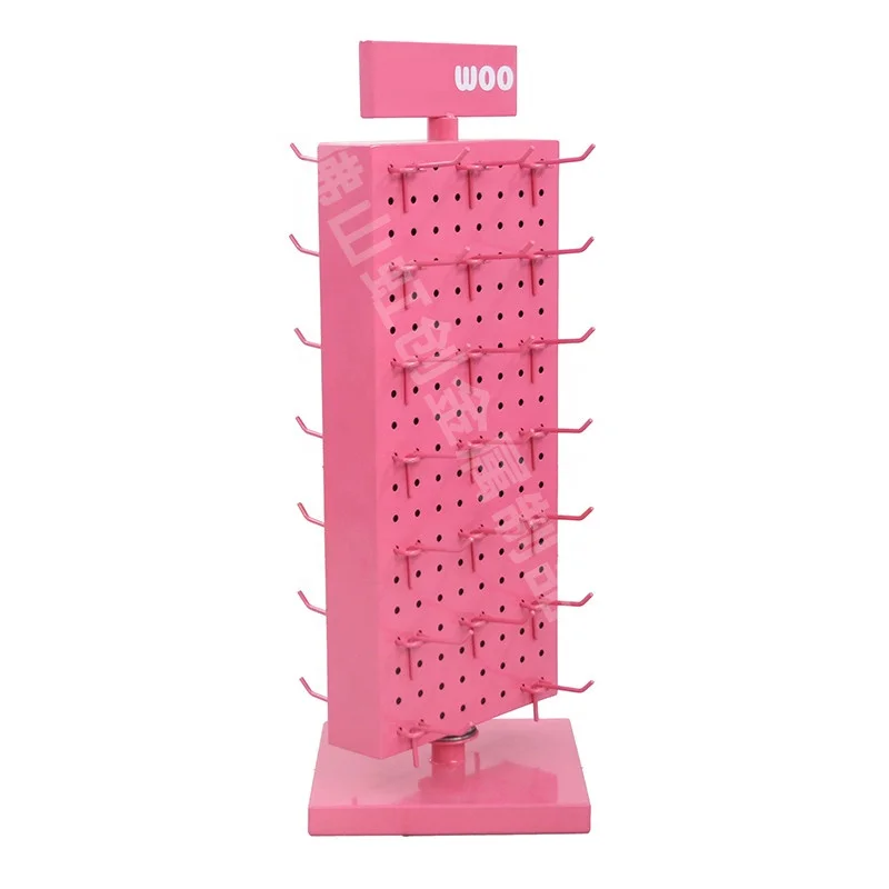 Custom Shop Desktop Phone Accessories Jewelry Necklace Ring Lash Sample Key Chain Card Metal Rotating Display Stand Rack