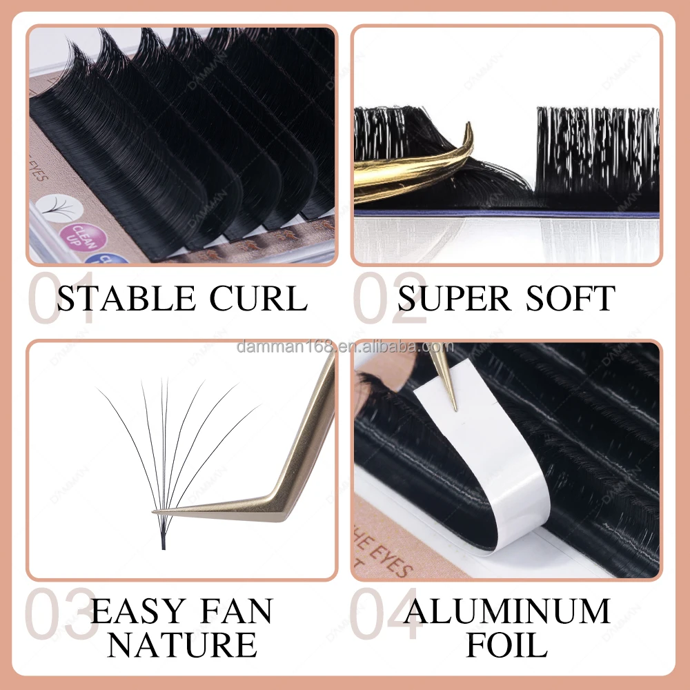 Volume Fast Fanning Eyelash Extension 0.07 D Curl Mix 8-15mm And Mix 13-20mm Faux Mink Easy Fans Lashes Tray Custom Eyelashes