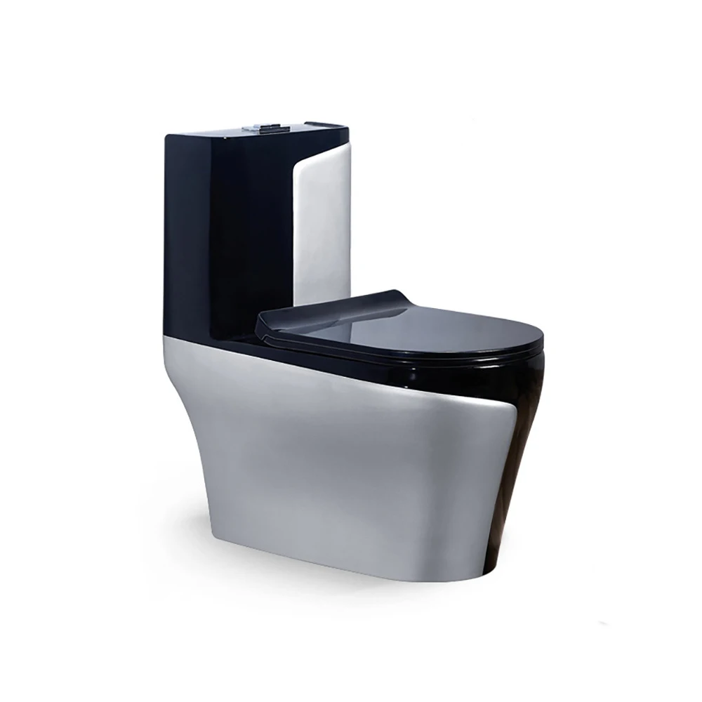 Ceramic Toilet Water Saving Big Impact 2023 Hot Sale Black Gold Bathroom Siphon One Piece Water Closet Toilet