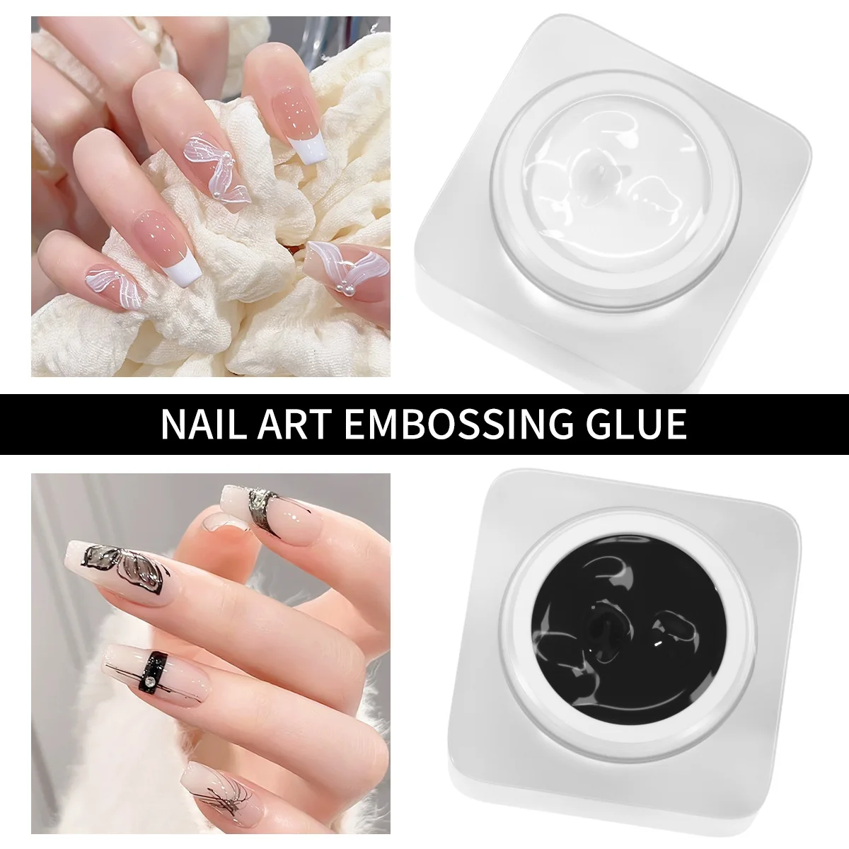 Nail Gel 3D Painted Embossed Black White Color Nail Art Plaster Gypsum Drawing Painting Polish Salon DIY Manicure Tool