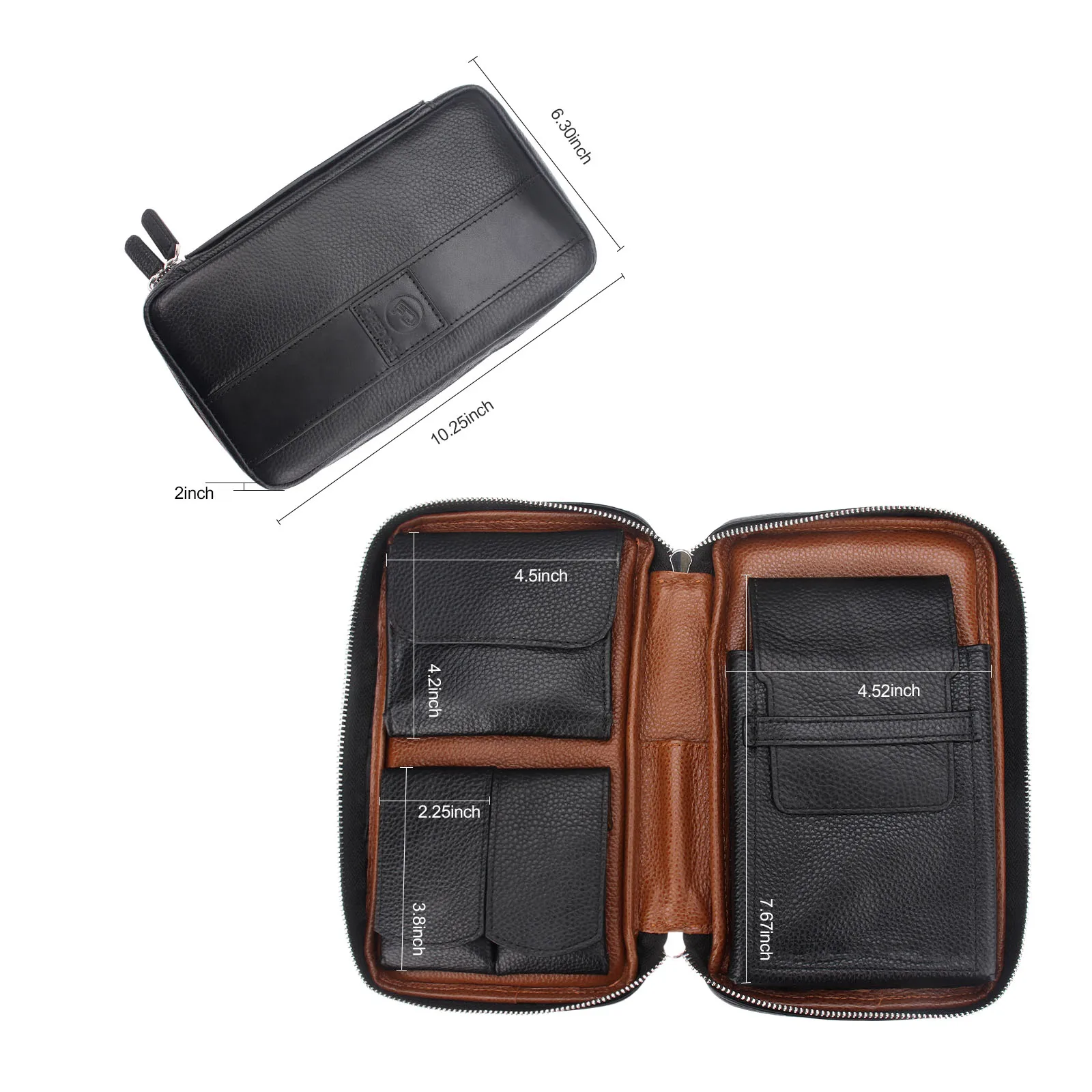 Custom Logo Cigar Case Genuine Leather Personalized Travel Portable Carring Cigar Box for Cigars