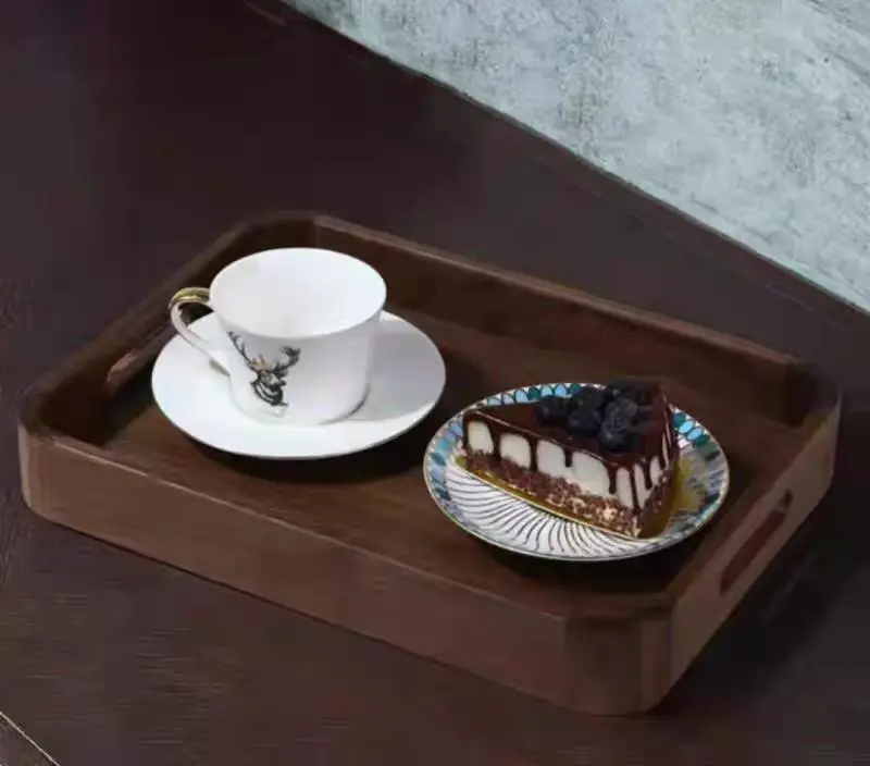 Black Walnut japanese-style fruit plate domestic living room coffee table tray rectangular plate Kung Fu tea set tray