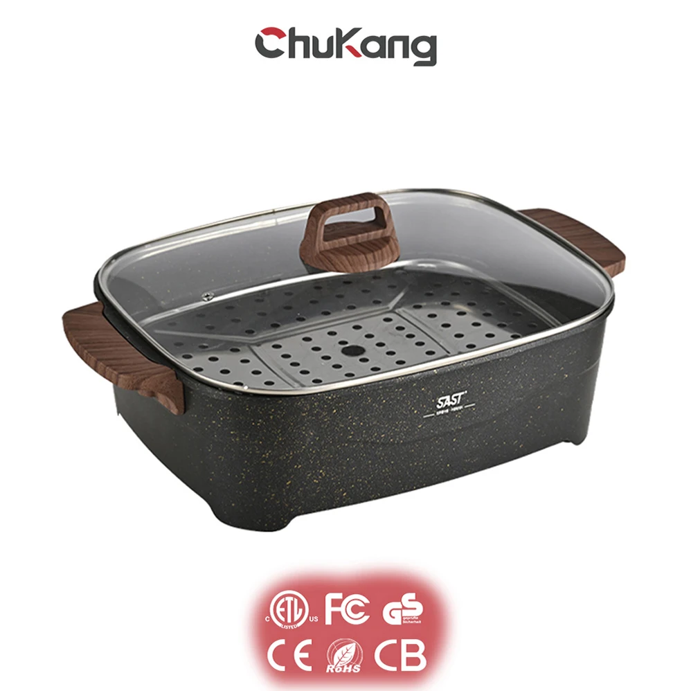 Chukang Wholesale New Style Square Pot Rinse Roast One Electric Pot Mini Multifunctional Electric Hot Pot