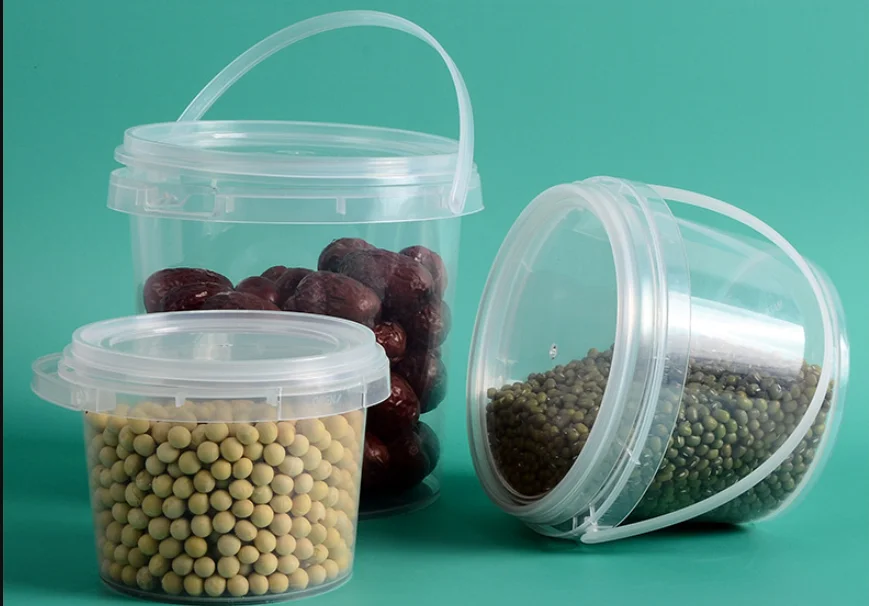 clear round shape food grade ice bucket plastic