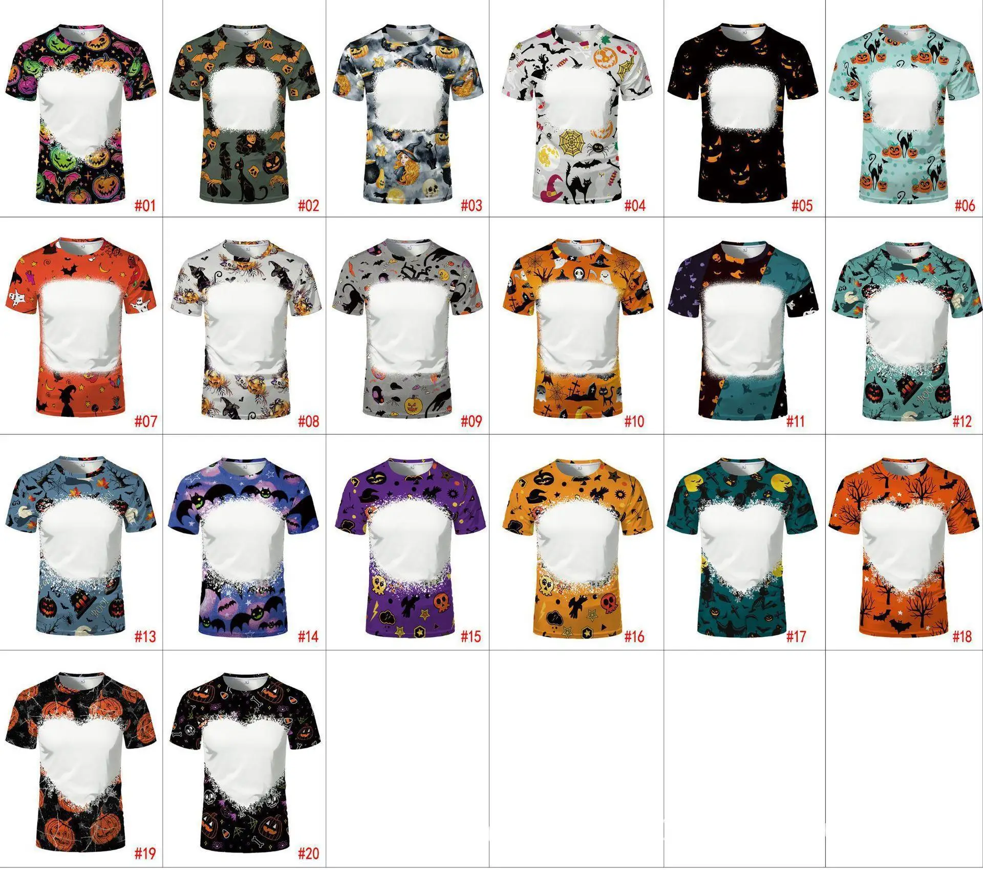 New Design Holiday Clothing Bleach Sublimation Shirt Sublimation Polyester Halloween Christmas T-shirt