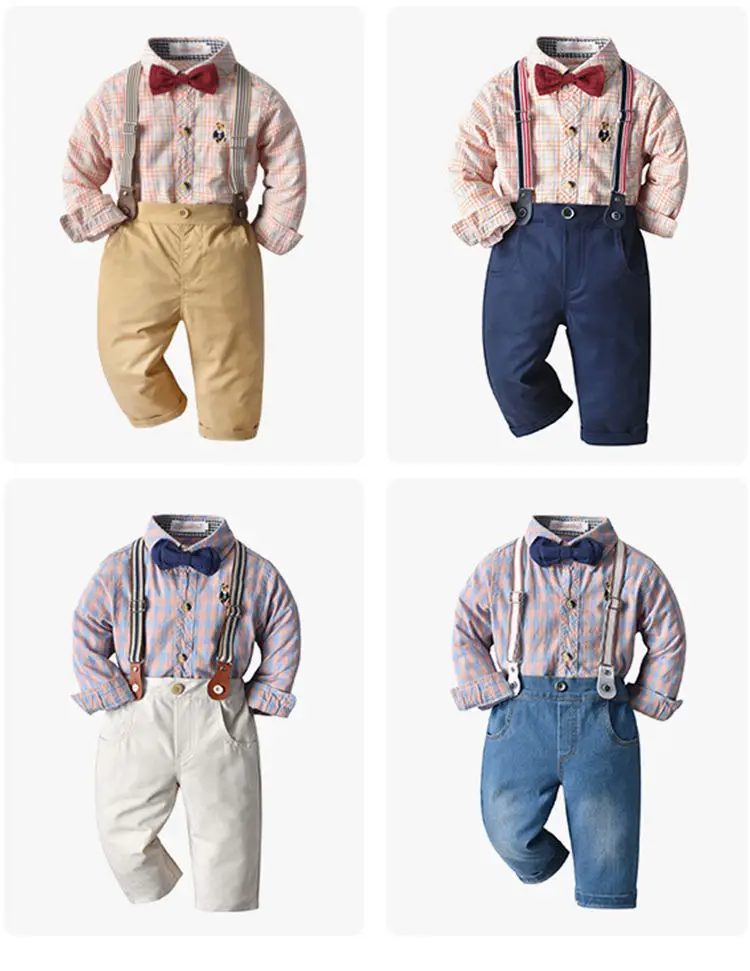 wholesale  Gentleman Bow Tie Suit Baby Infant Clothing Single Breasted Formal Wedding Wear Children Cloth Baby Boy Suit Set