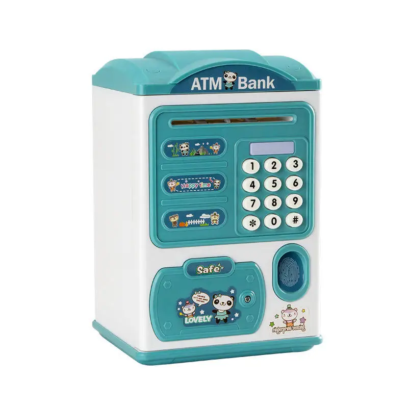 Fingerprint Password Plastic Money Saving Box Atm Machine Piggy Bank Toy for Kids