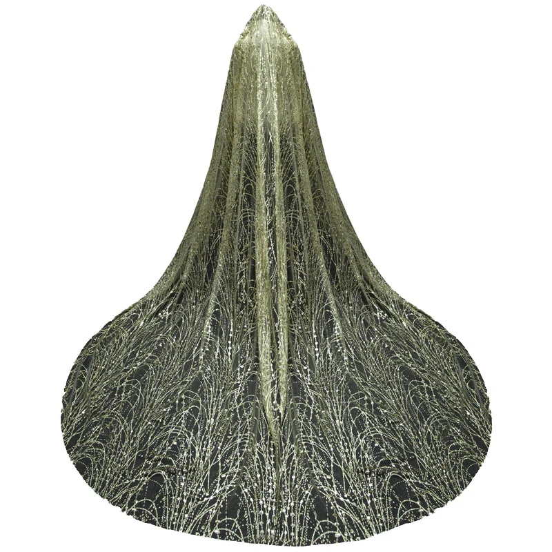 
Bridal Accessories Bridal Veil glitter champagne Flower Lace Appliqued Wedding Veils with Comb 