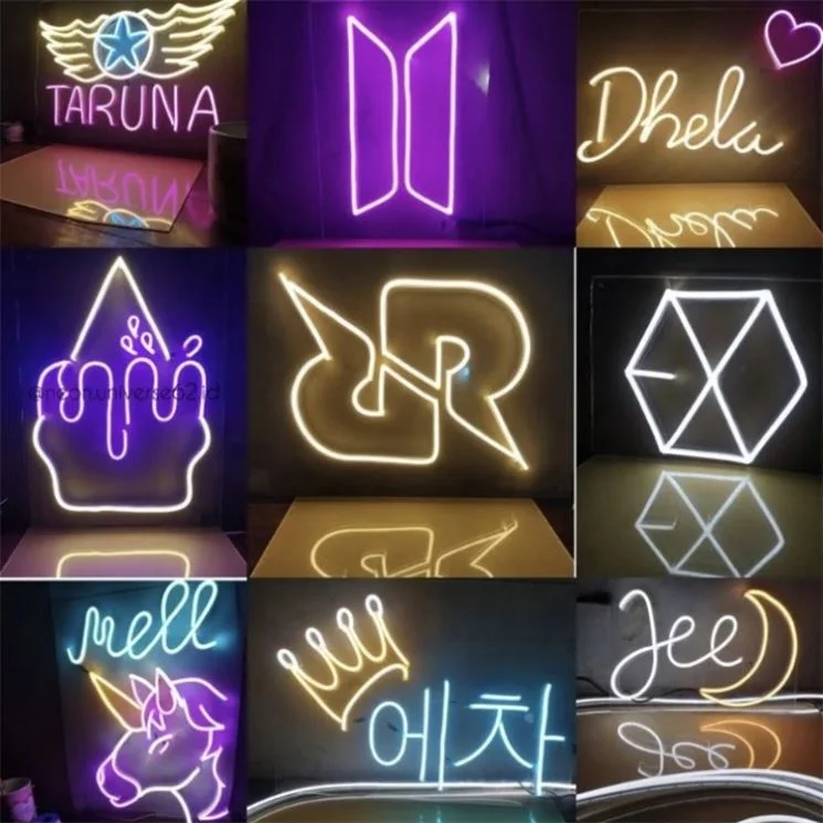 Shipping Custom Made Pvc Silicone Pink Led Light Letters Love Happy Birthday Neon Sign