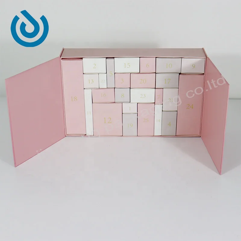 Christmas advent calendar gift box packaging essence makeup advent calendar happy holiday paper boxes for skincare