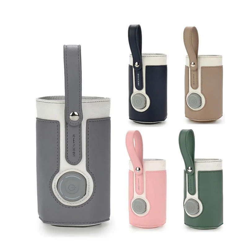 MU Electric Portable Baby Milk Bottle Warmer Leather Usb Baby Feeding Milk Bottle Warmer Bag Heated Cover